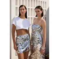 Trendyol TRENDYOLMİLLA Dam Silverfärgad Enfärgad Extra Kort / Super Mini Bodycon Penn kjol Kjolar