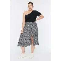 Trendyol Dam Svart Djurmönster Midi A-linje A-linje Plus size Kjolar