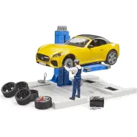 BRUDER Leksaksset - bworld - Bilverkstad m. Roadster - 62112 - - One Size - Leksaker