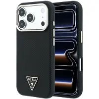 GUESS MagSafe-fodral med Kevlar-triangel-logotyp för iPhone 17 Pro / 18 Pro – Svart