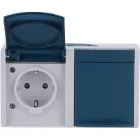 ABB 2CKA002084A0720 Skyddskontaktuttag med lock IP44 Blågrön, Grå-vit (RAL 7035)