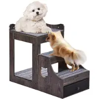 Vevor våningssäng för husdjur med avtagbara trappor, fönsterplats för hund/katt med förvaring, säng i flera nivåer, fönsterplats för hund, bäddsoffa vid sängkanten, liten sittplattform för husdjur, in