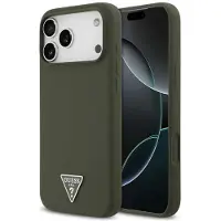 GUESS MagSafe-fodral med triangulär silikonlogotyp för iPhone 17 Pro Max – grönt