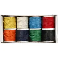 Creotime Bomullssnöre olika färger 1 mm 40 m 8-pack