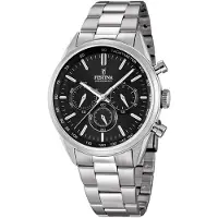Festina Timeless Kronograf Rostfritt Stål Svart Urtavla Kvarts F16820-4 100M Herrklocka svart