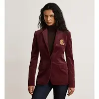 Ralph Lauren för kvinnor. 200P14619500 Manchesterkavaj i bomull med vinröd lapp (32), Casual, Granat, Klassisk