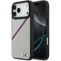BMW M Tricolor MagSafe-fodral med metallogo för iPhone 17 Pro Max - Grå