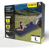 Avenli flockad luftmadrass 1 person 191x73x22 cm med 2-i-1 pump