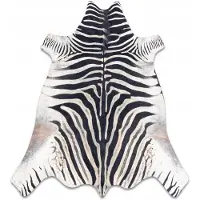 Rugsx Matta Artificial Cowhide, Zebra G5128-1 vit svart Leather 180x220 cm