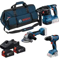 Bosch Gsr18v-65+gws18v-8+gbh18v-22+2x4.0ah +ga Elektriskt Verktygssats