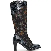 LAURA VITA Womens Victorian Black Leather Lace-Up Long Che High Boots - Alcbaneo-158
