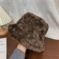 Yiran bag Japansk Plysch Fiskarhatt för Kvinnor På Hösten och Vintern Varm Bred Brätte Mångsidig Sött Temperament Dam Färg Moderiktig Handfatshatt M（56-58cm） black