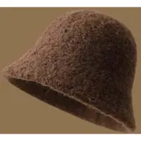 Yiran bag Senior Bordslampa Hatt Flicka Temperament Enkel och Elegant Färg Bassänghatt Vintervärme Utan Smink Täckande Ansikte Bucket Hat Fiskarhatt 55-59/cm Adjustable brown