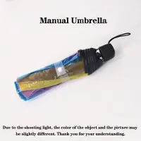 Yiran bag paraply Färgglatt transparent automatiskt paraply Resa lättviktigt hopfällbart paraply Vind- och regnresistent tredelat paraply black