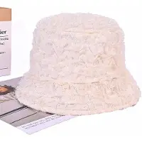 Yiran bag Höst och Vinter Spetsblomma Hatt för Kvinnor Casual och Mångsidig Fiskarhatt Stor Huvudomkrets Framhäver Ansiktet Liten Hinkhatt Japansk Bassänghatt One Size white
