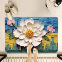 Simple and warm 3d Tredimensionell Blomma Badrum Absorberande Golvmatta Mjuk Diatoméjord Kök Golvmatta Toalettdörr Snabbtorkande Halkfri Dörrmatta 50 * 80CM diatom mud