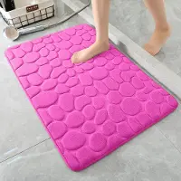 Simple and warm Matta Halkfri Mattor Gatsten Präglad Badrum Badkar Tvättställ Sida Golvmatta Duschrum Dörrmatta Minnesskum för Hemmet 40x60cm stark rosa