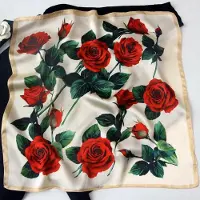 Simple and warm Ny 100% Naturlig Äkta Silke Halsduk Nackduk Foulard Dam Bandana Halsdukar Kvinnor Hijab Sjal Sjaler Fyrkantig Näsduk Real Silk 53x53cm black