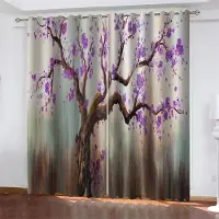 Simple and warm 3D Billig Lyxig Graciös Bladkonst Stil Bläck 2 Paneler Smal Skuggning Polyester Gardiner Vardagsrum Utrymme Sovrum Hushållsdekoration Krok 100W130H(CM)40x51in&Grommet Top