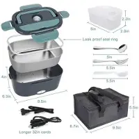 Simple and warm 1,5 L 60 W Elektrisk Lunchlåda Matvärmare Bärbar matvärmare för bil eller hem - Läcksäker, Lunchuppvärmning Mikrovågsugn för lastbilsförare gray