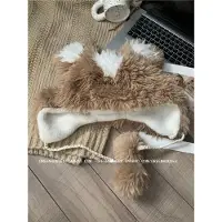 Yiran bag Söt liten björnhatt för kvinnor Förtjockad fluffig vinter öronlapp huvudhatt visar ansikte liten värme Lei Feng-hatt studenttrend One Size