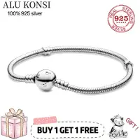Yiran pet products Rea Passform Original Pan Armband För Kvinnor Äkta 100 %925 Sterlingsilver Ormkedja Armring Berlocker Gör-det-själv Högkvalitets Smycken 20cm