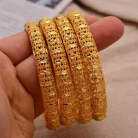 Yiran pet products 24k 4 st/parti Dubai Bröllopsarmband För Kvinnor Man Etiopiska Smycken Guldfärg Afrika Armband Kvinnor Arabiska Födelsedagssmycken Gåvor brown