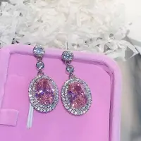 Yiran pet products Äkta S925 Silver Sterling Safir Drop Örhänge För Kvinnor Aretes De Mujer Topaz Smycken Ädelstensörhänge För Kvinnlig Orecchini rosa