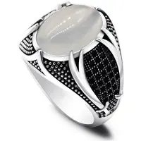 Yiran pet products Handgjord Turkos Pärlring För Män Kvinnor Antik Silverfärg Havsblå Röd Zirkonring Islamiska Vintage Smycken 6 -13 8