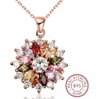 Yiran pet products Lyxmärke Mode Smycken Kristall Mona Lisa Färgad Zirkon Hänge Rund Blomma Måne Rund Halsband beige