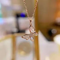 Yiran pet products Halsband med fjärilshåla för kvinnor Enkelt i koreansk stil Söt zirkonkedja Mikroinlagd med diamant Nyckelbenskedja brown
