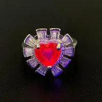Yiran pet products Kärlek Röd Korund Ring Damens Talang Europeisk och Amerikansk Stil Lätt Lyx Mångsidig Talang Ring