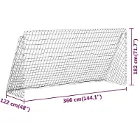 vidaXL Fotbollsmål med nät vit 366x122x182 cm stål