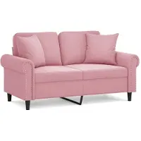 vidaXL 2-sitssoffa med prydnadskuddar rosa 120 cm sammet