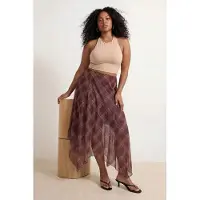 Trendyol Dam Brun Rutig Midi Plus size Kjolar