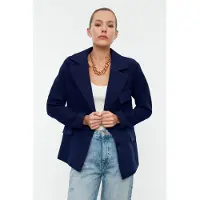 Trendyol TRENDYOLMİLLA Dam Mörkblå Enfärgad Lång Oversize Kavajer