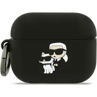 Karl Lagerfeld AirPods Pro 3 Karl & Choupette 3D-silikonfodral - svart
