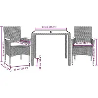 vidaXL Matgrupp för trädgården 3 delar med dynor beige konstrotting