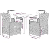 vidaXL Matgrupp för trädgården med dynor 5 delar beige konstrotting