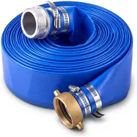 Vevor utloppsslang 2" x 15,2 m PVC platt backspolningsslang för pool, för sandfilter och dräneringspump för pool, vattenöverföringsdränering, väder- och sprängtålig, med stiftkopplingar, blå