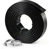 Vevor utloppsslang 2" x 30,48 m PVC platt slang för backspolningsvattenpump, för sandfilter och dräneringspump för pooler, kraftig, vattenöverföringsdränering, väder- och sprängtålig, med klämmor, sva