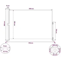vidaXL Infällbar sidomarkis 200x300 cm grå