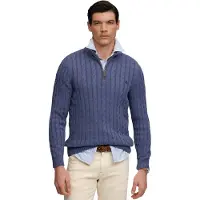 Superdry för män. M6110731A Preppy Cable Half-ziptröja i blått (XL), Casual, Bomull