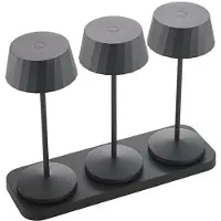 Sigor LED-bordslampa Facetta, 3-pack, svart, 22 cm, IP44 dimbar, Svart, Vardagsrum / matsal, Aluminium / grå / zink, Modern, LED-bordslampa