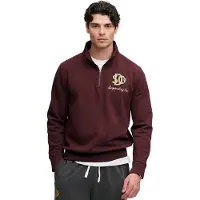 Superdry för män. M2014584A Vintage Athletic vinröd sweatshirt med halvdragkedja (L), Casual, Bomull, Bordeaux