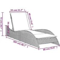 vidaXL Chaise Longue med Kuddar, Vila med Justerbart Ryggstöd, Solsäng, Utomhus Trädgårdsmöbel, Modern, 368280
