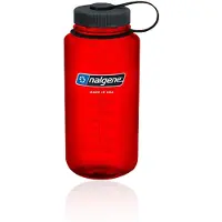 Nalgene Tritan Vid Mun BPA-Fri Vattenflaska, Röd med Svart Lock, 32-Unce