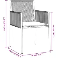 vidaXL Trädgårdsstolar 2 st med dynor svart 54x60,5x83,5 cm konstr.