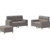 vidaXL Soffgrupp med kuddar 3 delar taupe tyg