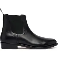 Ralph Lauren för män. 811P15887001 Chelsea-boots Owen i svart skinn (45), Hud, Karta, Ingen, Casual